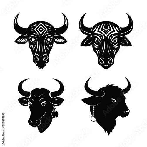 buffalo head  mascot logo design