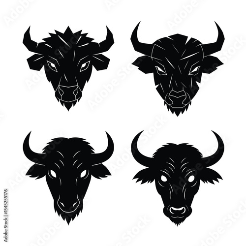 buffalo head  mascot logo design