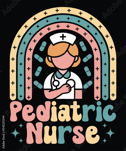 Pediatric Nurse Rainbow Graphic Design