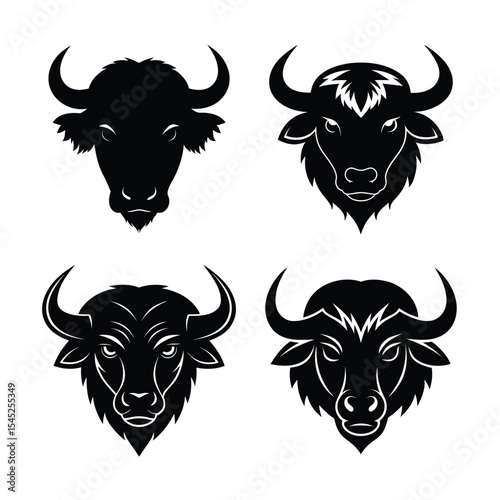 buffalo head  mascot logo design