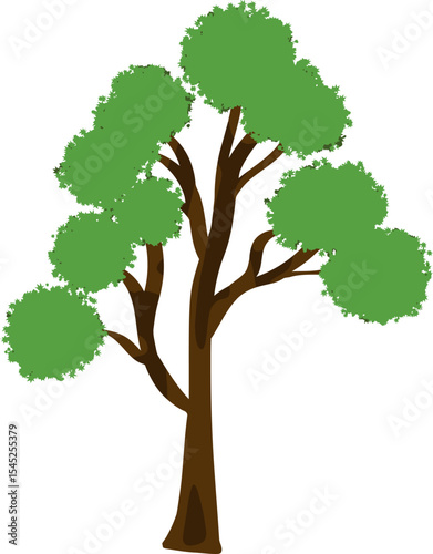 Illustration of a green tree: A vibrant illustration of a lone green tree, showcasing lush foliage and sturdy trunk against a clean backdrop.