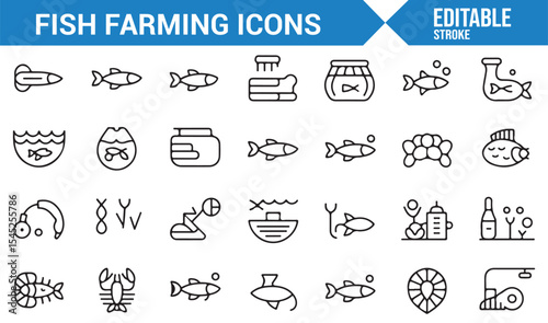 Set of Fish Farming and Aquaculture Icons