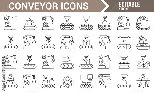 Conveyor Belts and Automation Icons for Industry