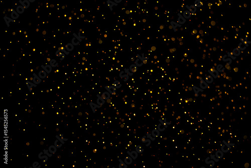 Golden Glittering Bokeh on Black