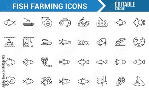 Aquaculture and Fish Industry Icons Collection