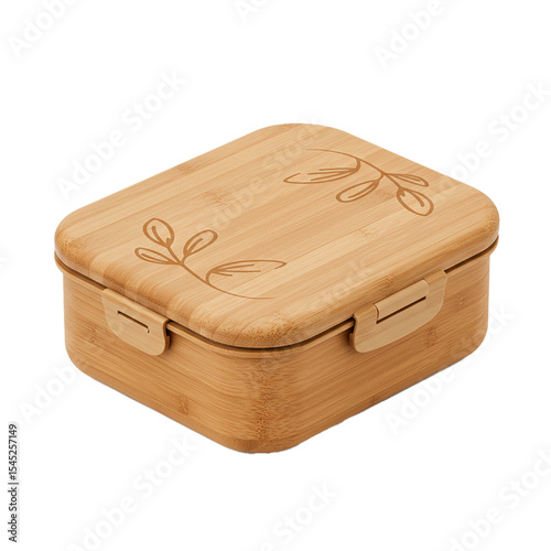 wooden lunch box isolated on white background