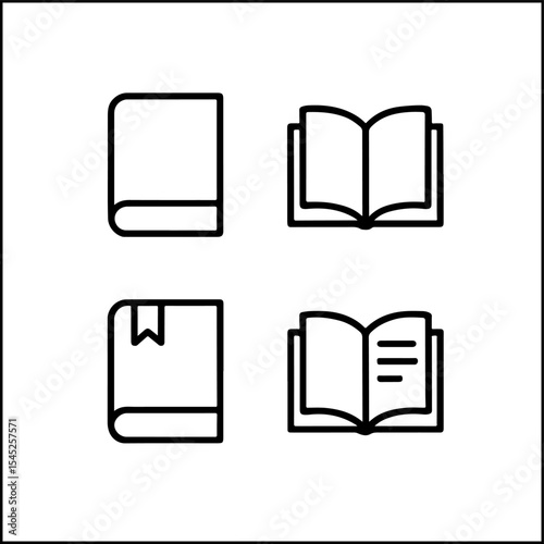 Vector book icons in outline style