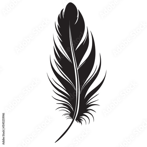 Single black feather silhouette illustration