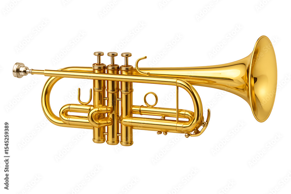 Fototapeta premium Golden trumpet isolated on transparent background