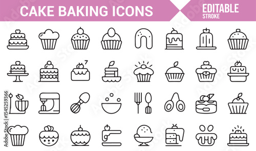 Bakery and Cake Baking Icons Collection