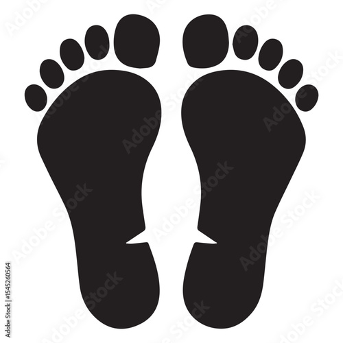 Simple black silhouettes of two bare feet