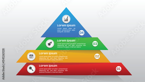 Modern 4 Step Pyramid Business Strategy Infographic Template
