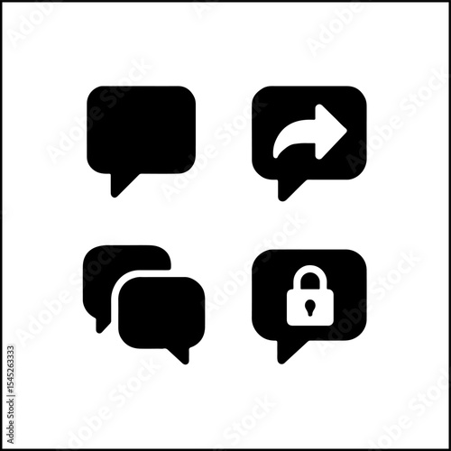Message icons in bold silhouette style