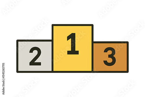 podium with numbers,Vector Winners Podium Illustration – Gold, Silver & Bronze Rankings on White Background