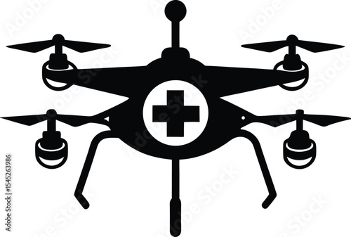 Medical Drone with Cross Symbol

