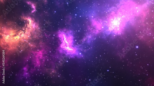 Cosmic Nebula with Bright Stars and Colorful Gas Clouds in Space