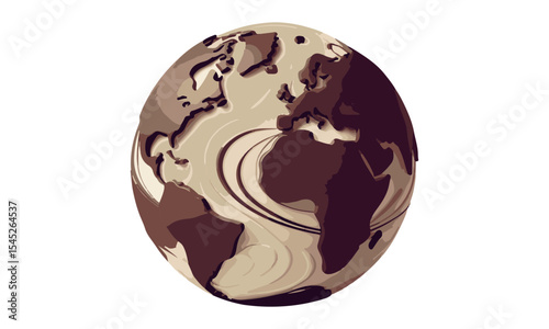 chocolate globe. World chocolate day, vector illustration with white background.