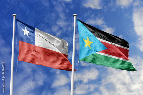 Flags of Chile and Vatican City Waving Together, Symbolizing Diplomatic Relations and Spiritual Connections.