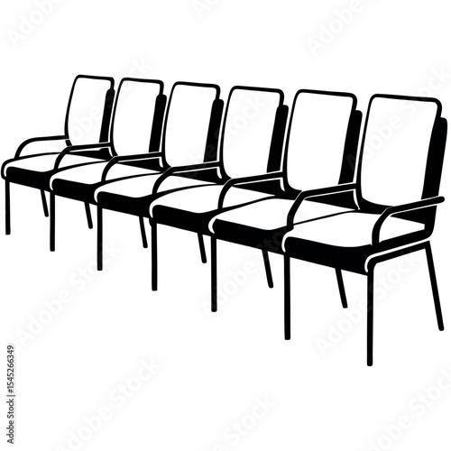 Black and White Row of Empty Waiting Chairs waiting room