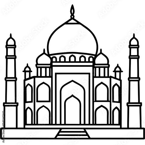 Taj Mahal line art vector