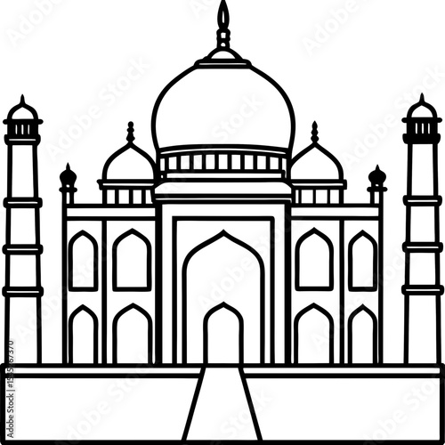 Taj Mahal line art vector