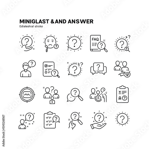 Miniglast  Answer 20 Editable Line Icons of FAQ Questions and Answers