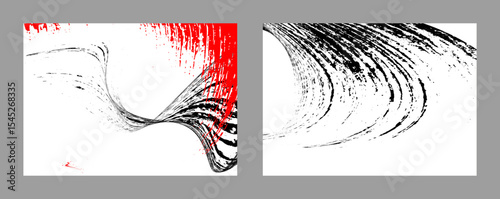 Strokes of black and red paint on a white background. Set of two templates. Graffiti element. Design template for the design of banners, posters, booklets, covers, magazines. EPS 10