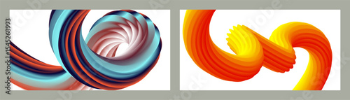 Abstract volumetric background. Cords. set of two illustrations. Toothpaste in a tube. Minimalism. Creative modern background. Cover design, wallpaper, background. eps vector.