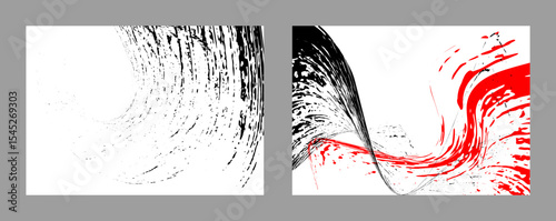 Strokes of black and red paint on a white background. Set of two templates. Graffiti element. Design template for the design of banners, posters, booklets, covers, magazines. EPS 10