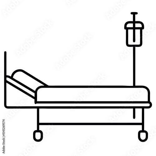 Black Line Art Hospital Bed I V Stand Medical Equipment 1