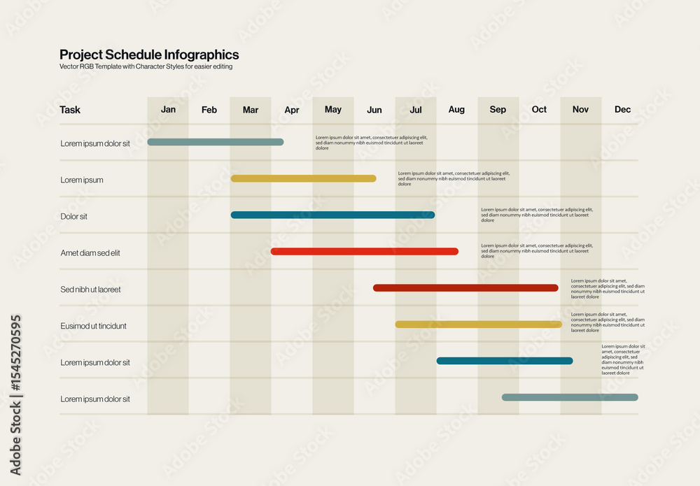 Project Schedule Infographic Template with Colorful Bars Stock Template ...