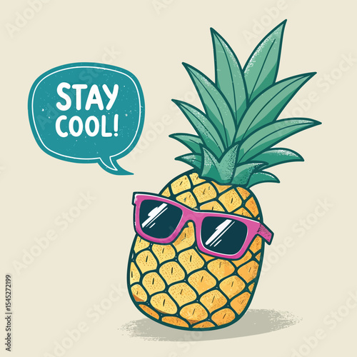 Stylized Pineapple with Neon Sunglasses