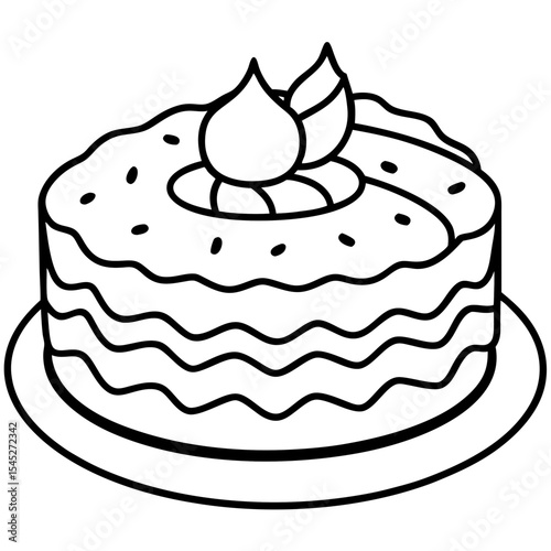 Coffee Cake line art vector