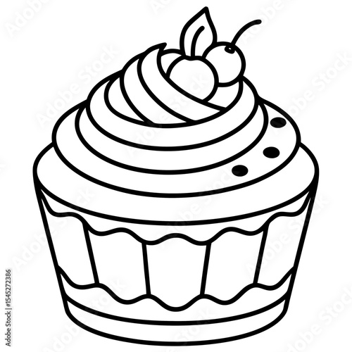 Coffee Cake line art vector