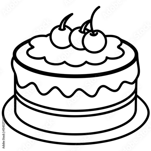 Coffee Cake line art vector