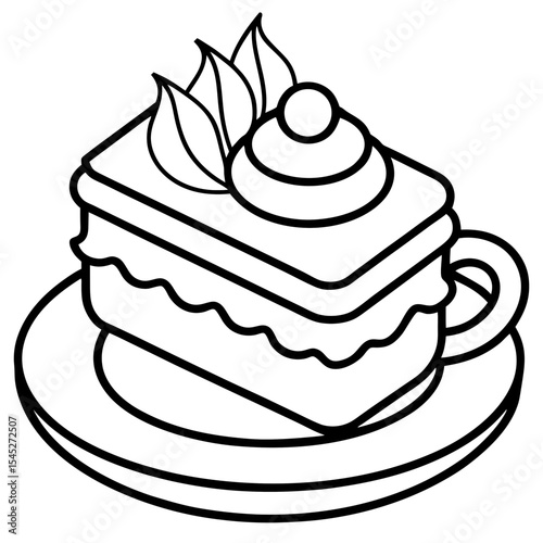 Coffee Cake line art vector