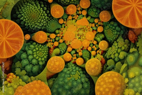 Fototapeta A psychedelic pattern featuring intricate mango shapes merging into a visual paradox