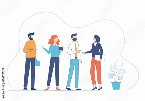 Flat vector illustration Group business people team meeting concept and cartoon character design 