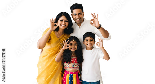 Family Making Okay Sign Together Smiling for a Picture Transparent Background