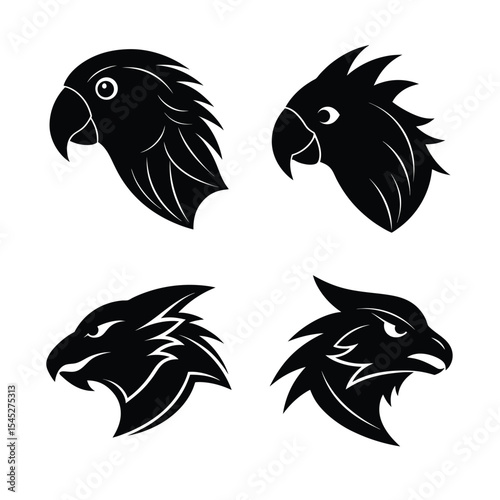 Bird head mascot silhouette logo style.