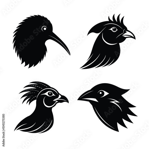 Bird head mascot silhouette logo style.