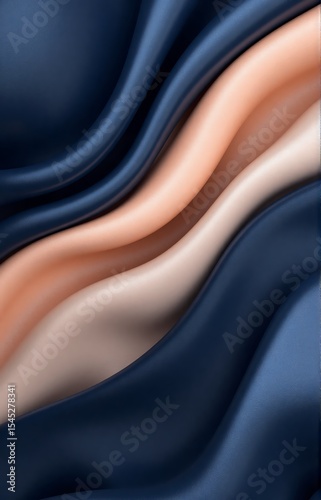 Abstract curved background with midnight blue, peach fuzz, and gold, luminous design for rich visual layouts