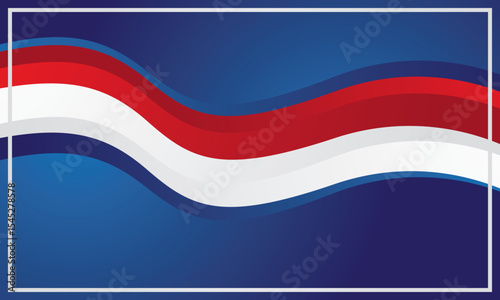 Red white waves on blue background modern design