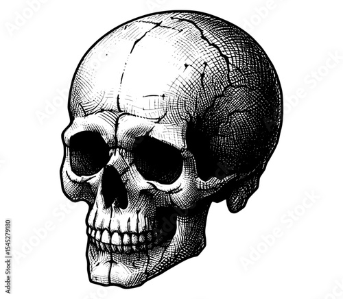 Bone & Shadow: A Study in Structure skull vintage linework ink sketch hand drawn pen drawing vector illustration background