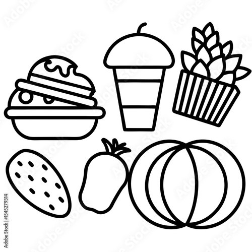 Foods line art vector