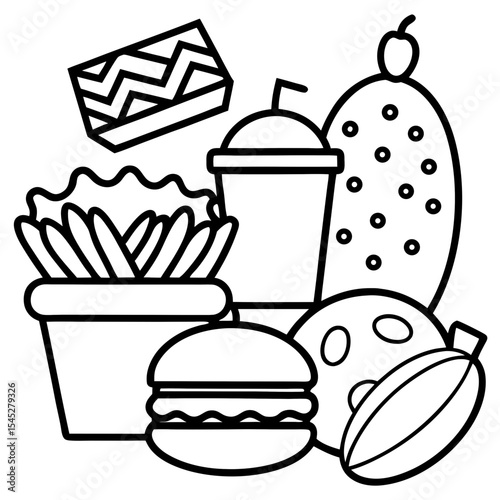 Foods line art vector