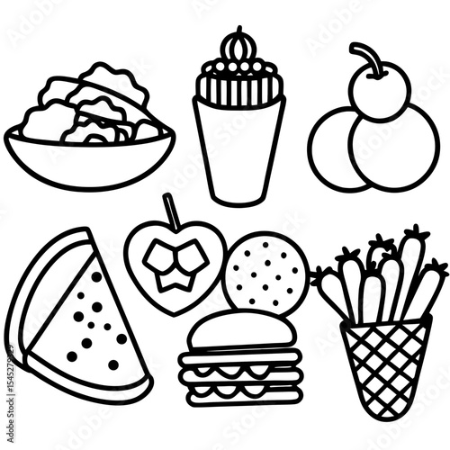 Foods line art vector