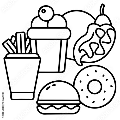 Foods line art vector