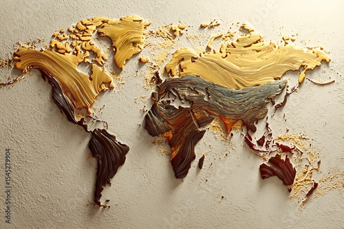World map art painting texture background global travel geography continent earth abstract design 3d relief