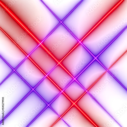 Cyberpunk Neon Light Grid with Diagonal Red and Purple Luminous Lines Abstract Background PNG